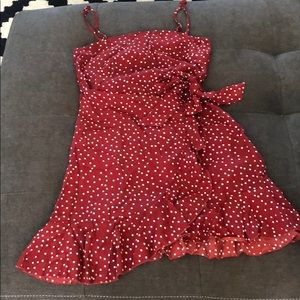 Mini polka dot wrap dress